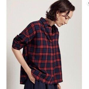Uniqlo Flannel Checked Skipper Collar Shirt